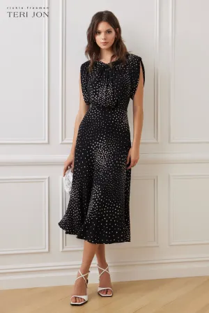 Crepe Polka Tea Length Dress