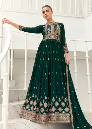 Dark Green Real Georgette Party Style Anarkali Suit