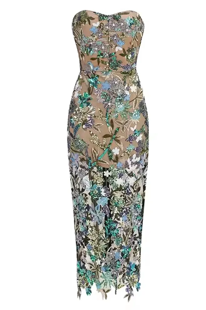 Fioralba Floral Strapless Evening Dress