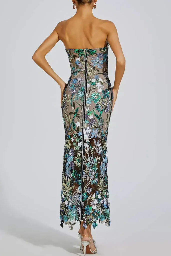 Fioralba Floral Strapless Evening Dress