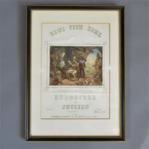 Framed Mid Victorian Oil Print Sheet Music Antique c1851