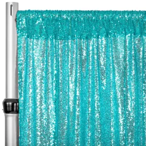 Glitz Sequin Mesh Net 12ft H x 52" W Drape/Backdrop panel - Turquoise