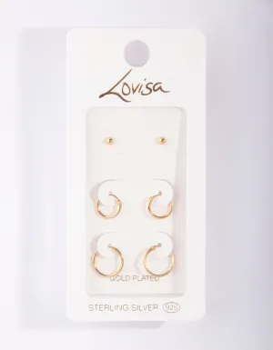 Gold Plated Sterling Silver Stud & Hoop Pack Earring