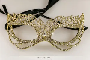 Keely Vintage Leaf Cluster Masquerade Mask | Crystal | Gold