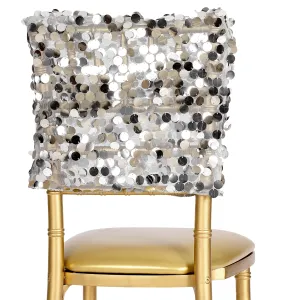 Payette Sequin Chiavari Chair Cap 16"W x 14"L - Silver