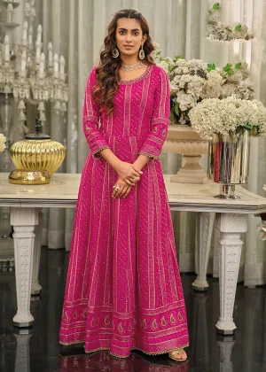 Pink Sangeet Wedding Party Wear Long Anarkali Gown