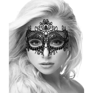 Shots - Ouch Black and White Lace Eye Mask Queen (Black)