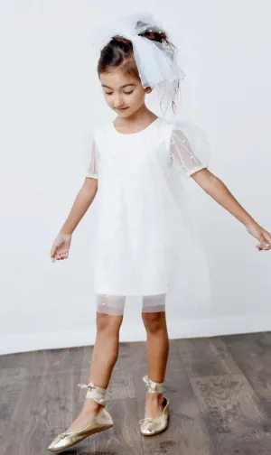 Snowy Angel Pearl Tulle Dress